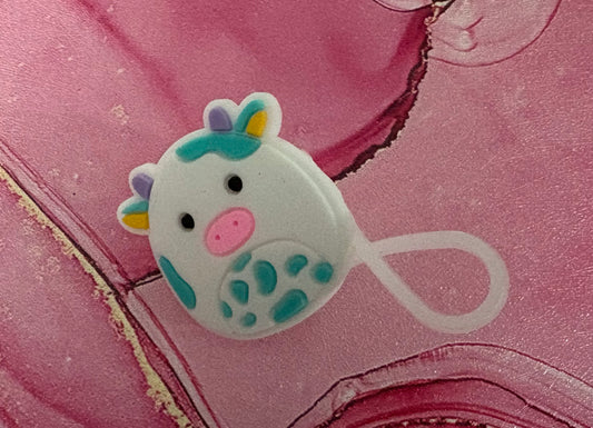 Turquoise Cow Straw Topper