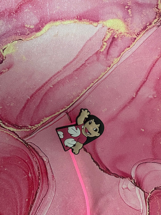 Blue Alien Girl Straw Topper